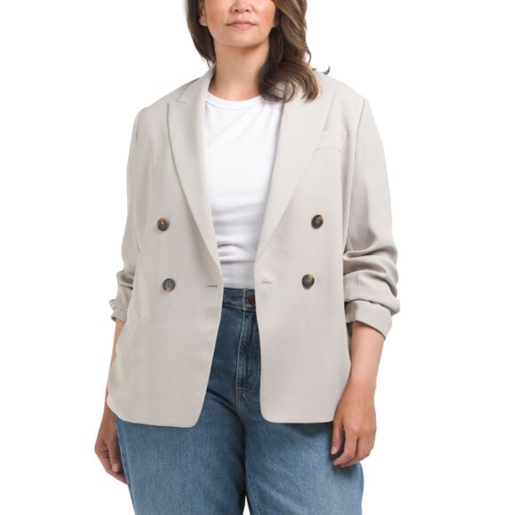 VINCE Sepia Crepe Double Breasted Blazer